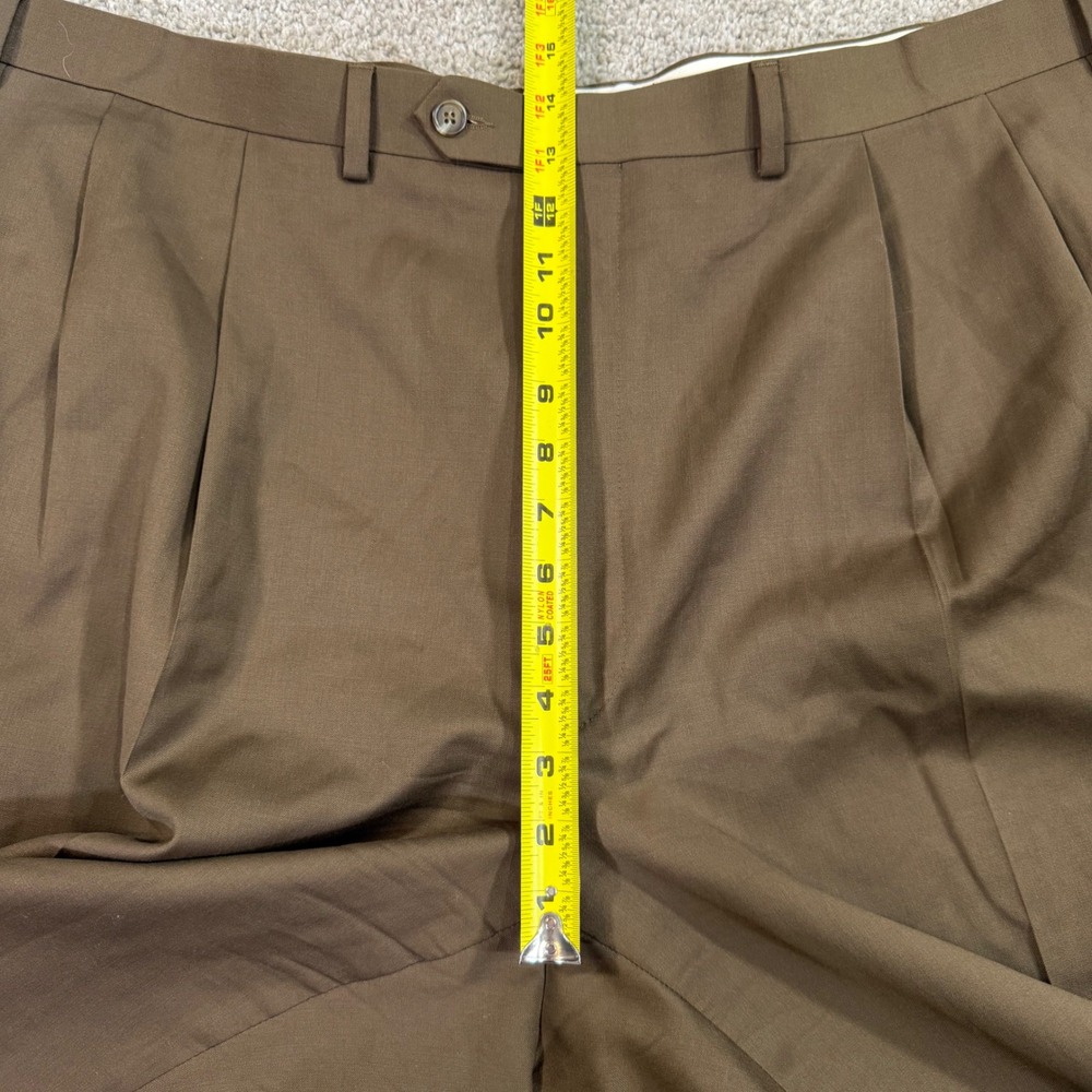 Lauren Ralph Lauren Dress Pants Men 48R Brown Wool Cashmere Pleated Cuffed Luxe - Picture 4 of 7